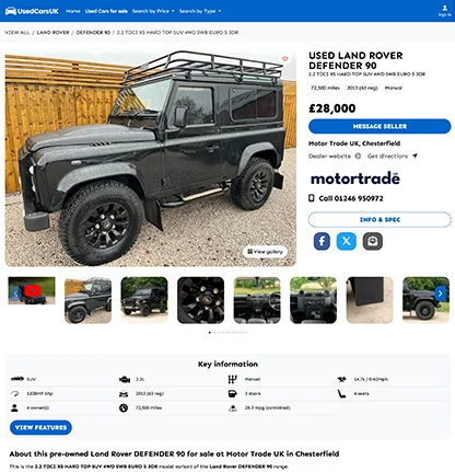 Used Cars UK Car Details - Used Car Detail Page